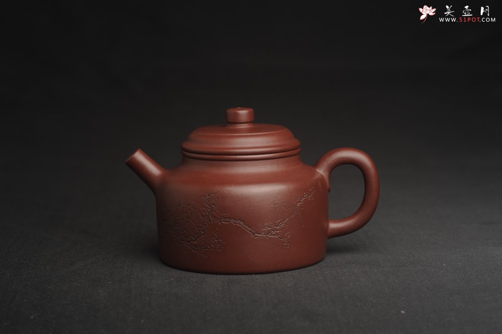 紫砂壶图片：油润黄龙山4号深井红皮龙 全手工德中壶 做工特好 喜上眉梢 - 宜兴紫砂壶网