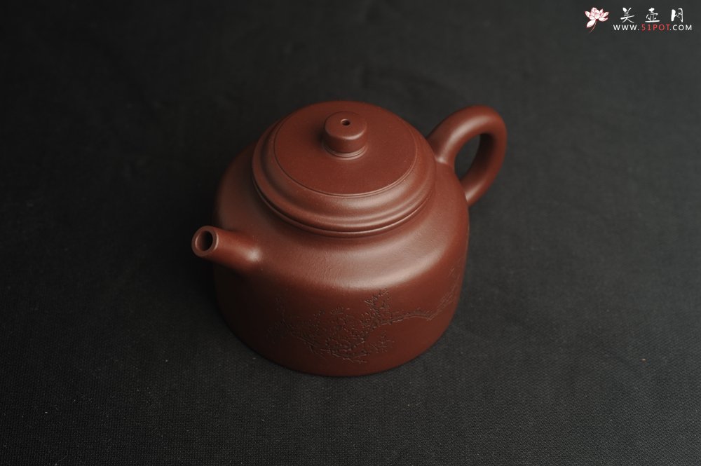 紫砂壶图片：油润黄龙山4号深井红皮龙 全手工德中壶 做工特好 喜上眉梢 - 宜兴紫砂壶网