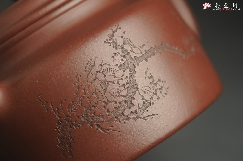 紫砂壶图片：油润黄龙山4号深井红皮龙 全手工德中壶 做工特好 喜上眉梢 - 宜兴紫砂壶网