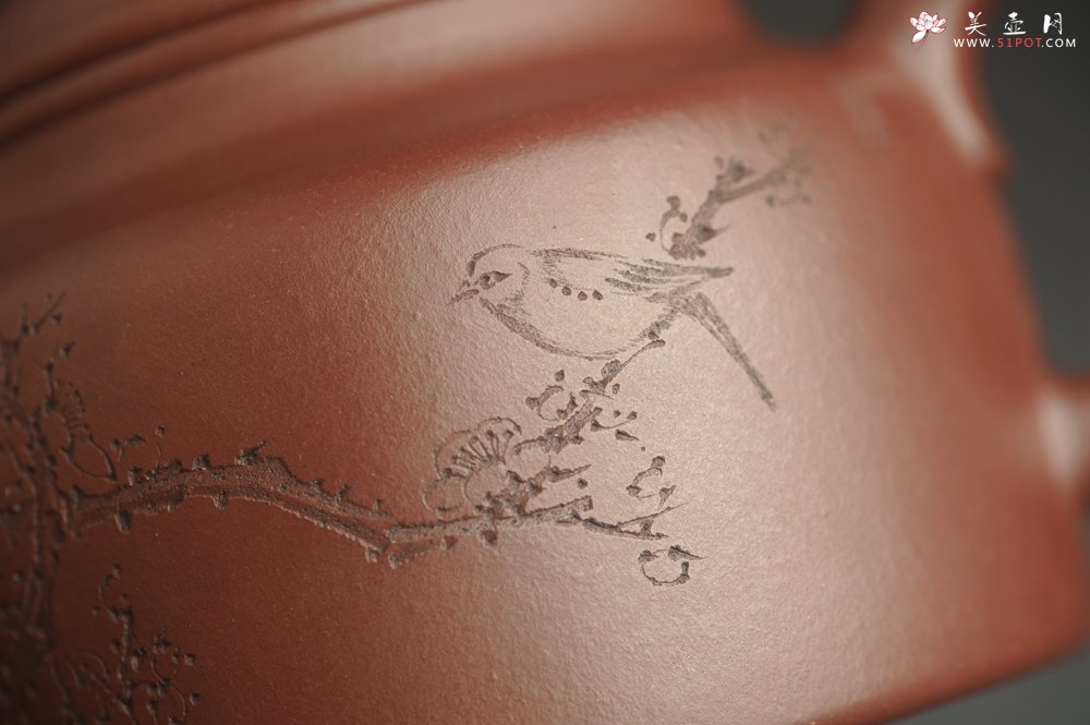 紫砂壶图片：油润黄龙山4号深井红皮龙 全手工德中壶 做工特好 喜上眉梢 - 宜兴紫砂壶网