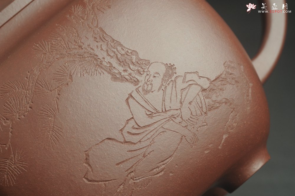 紫砂壶图片：实力派张海艳全手工油润底曹青重器鸣远四方 气势磅礴 用心之作 装饰人物特文气 - 宜兴紫砂壶网