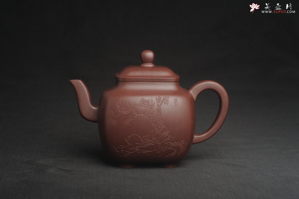 紫砂壶图片：实力派张海艳全手工油润底曹青重器鸣远四方 气势磅礴 用心之作 装饰人物特文气 - 宜兴紫砂壶网
