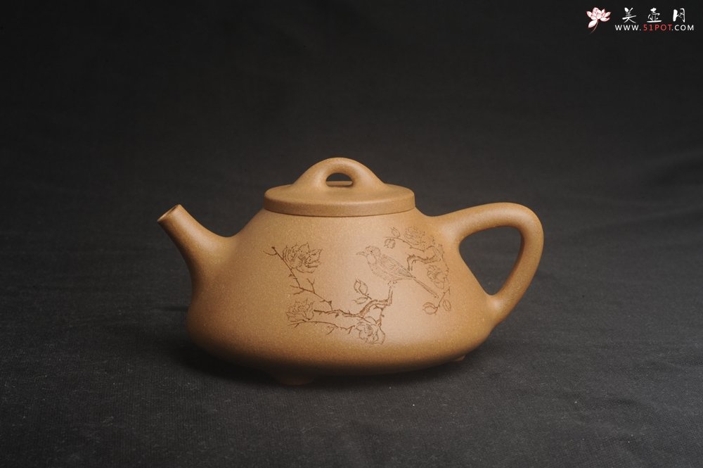 紫砂壶图片：美壶特惠 特精致老黄段子冶石瓢 暗香浮动 特文气 - 宜兴紫砂壶网