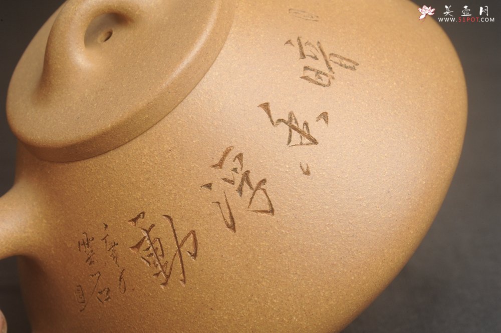 紫砂壶图片：美壶特惠 特精致老黄段子冶石瓢 暗香浮动 特文气 - 宜兴紫砂壶网