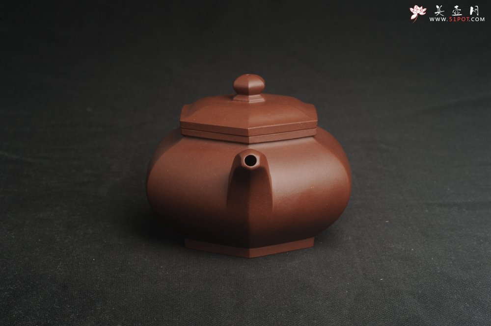 紫砂壶图片：实力派张海艳全手工油润底曹青藏六方壶 线面挺快 - 宜兴紫砂壶网