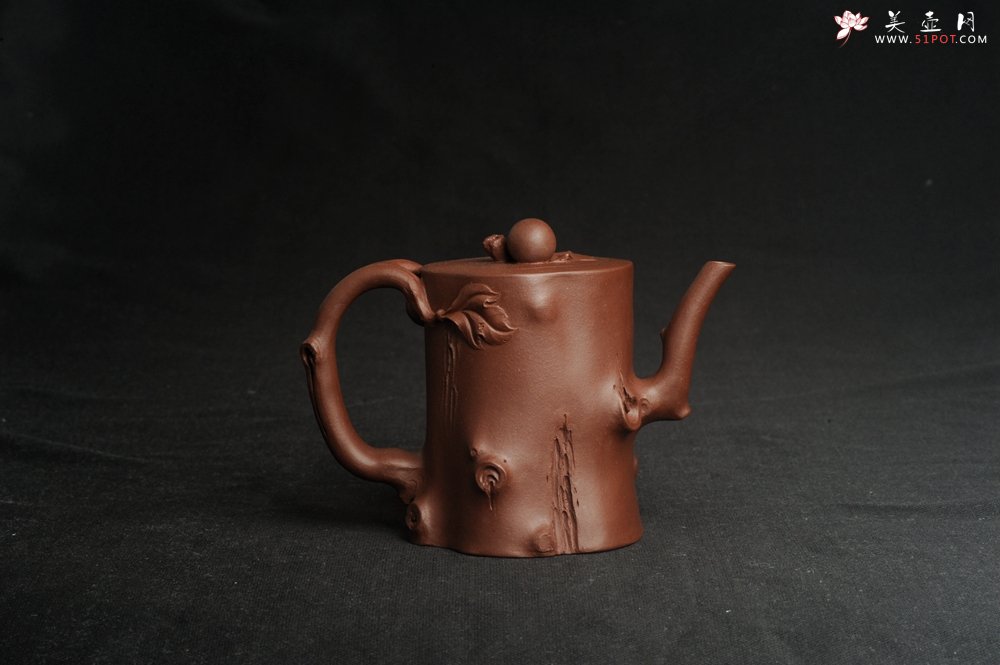 紫砂壶图片：潜力股赵老师 全手工秀雅葡萄桩 肌理贴叶自然生动 - 宜兴紫砂壶网
