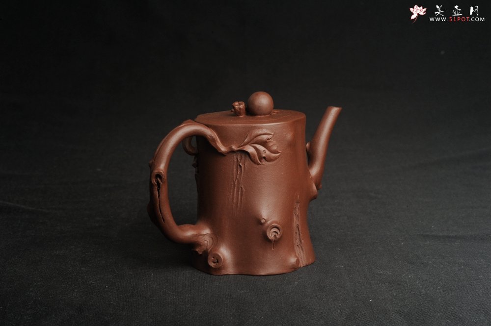 紫砂壶图片：潜力股赵老师 全手工秀雅葡萄桩 肌理贴叶自然生动 - 宜兴紫砂壶网