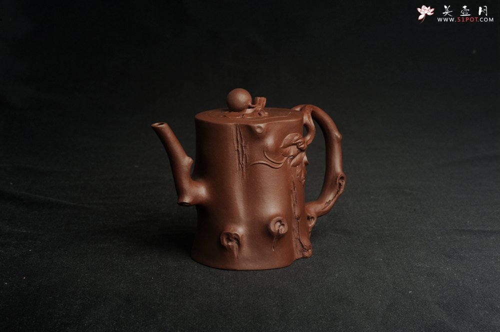 紫砂壶图片：潜力股赵老师 全手工秀雅葡萄桩 肌理贴叶自然生动 - 宜兴紫砂壶网