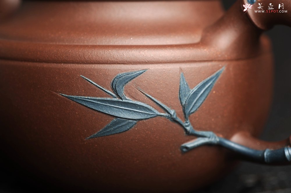 紫砂壶图片：美壶特惠 超精致紫泥松竹梅 竹鼓壶 - 宜兴紫砂壶网