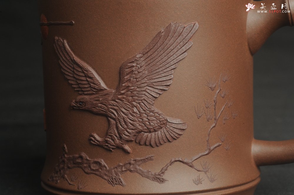 紫砂壶图片：美杯特惠 精致竹段盖杯 紫砂杯茶杯 大鹏展翅 - 宜兴紫砂壶网