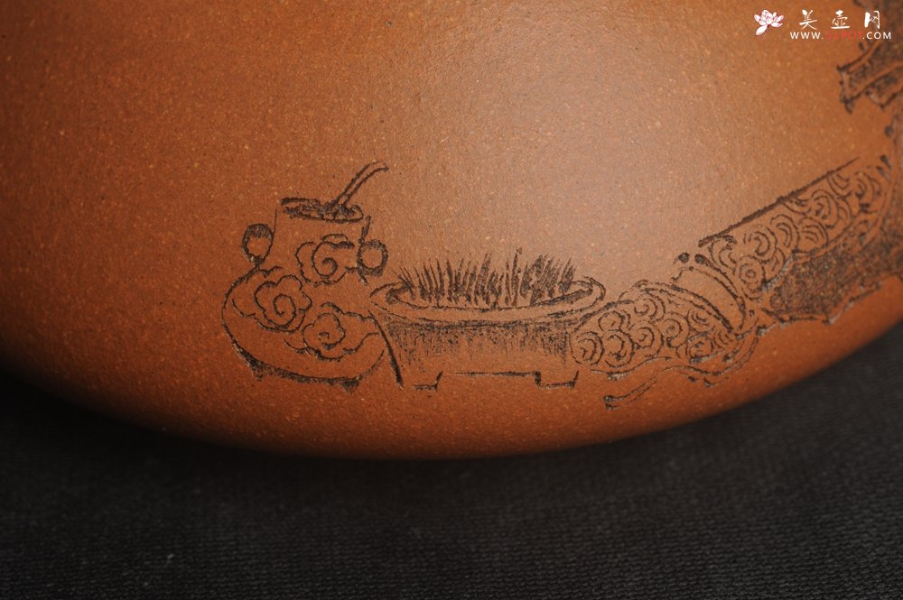 紫砂壶图片：美壶特惠 精致黄降坡泥牛盖石瓢 装饰清供图 特文气 - 宜兴紫砂壶网