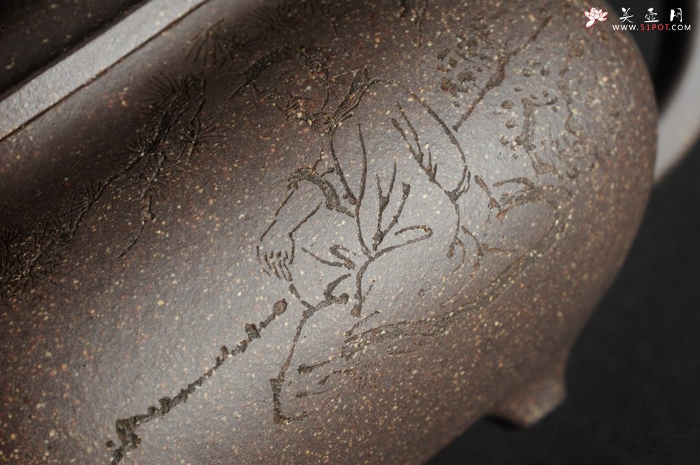 紫砂壶图片：实力派张海艳全手工特好老青灰段泥传炉壶 装饰人物 一杯清茗可沁诗脾  特文气 - 宜兴紫砂壶网