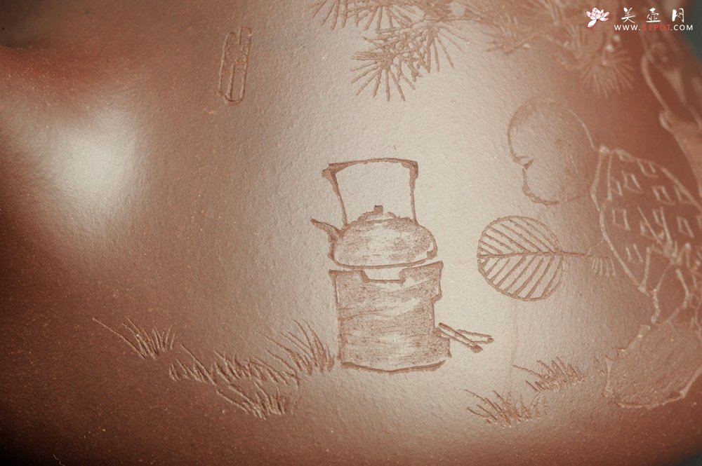 紫砂壶图片：潜力股周小培 特好全手工底槽清子冶石瓢 何如玉川翁 松风煮秋水 - 宜兴紫砂壶网