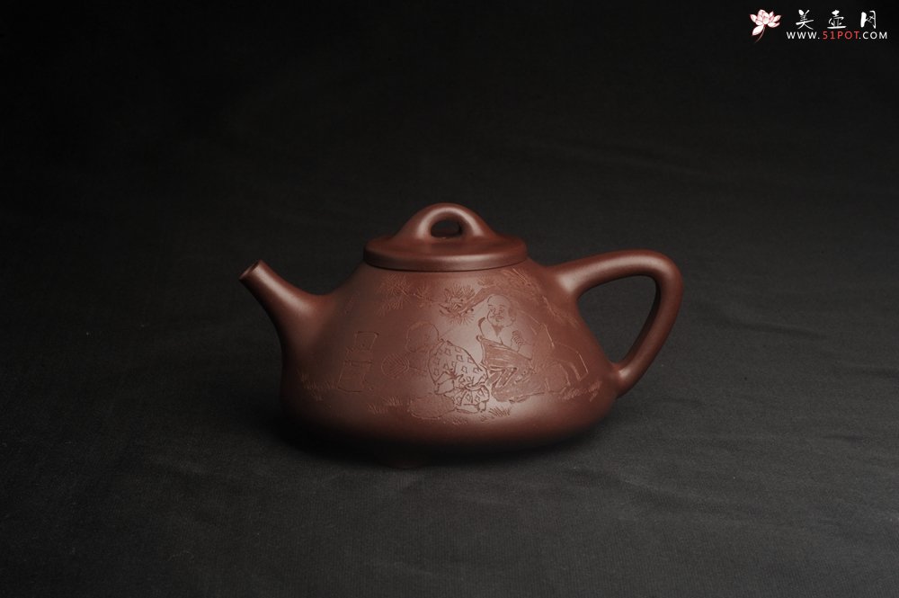紫砂壶图片：潜力股周小培 特好全手工底槽清子冶石瓢 何如玉川翁 松风煮秋水 - 宜兴紫砂壶网