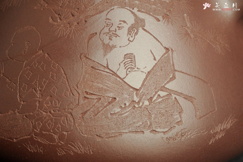 紫砂壶图片：潜力股周小培 特好全手工底槽清子冶石瓢 何如玉川翁 松风煮秋水 - 宜兴紫砂壶网