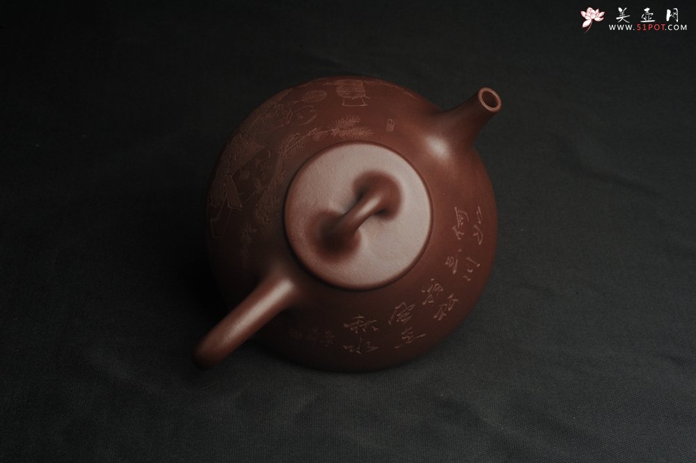 紫砂壶图片：潜力股周小培 特好全手工底槽清子冶石瓢 何如玉川翁 松风煮秋水 - 宜兴紫砂壶网