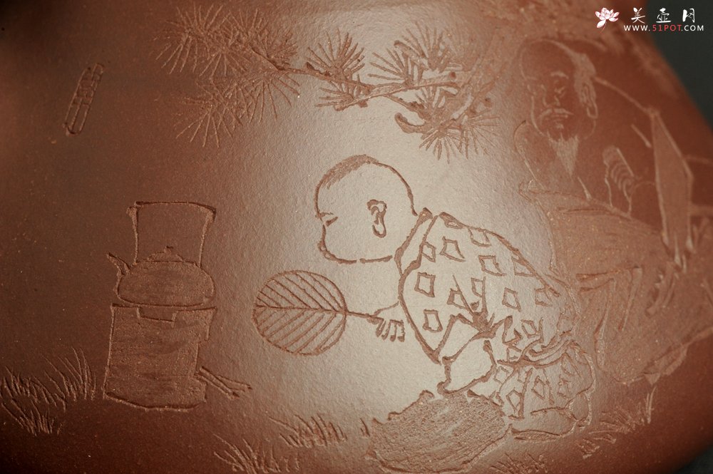 紫砂壶图片：潜力股周小培 特好全手工底槽清子冶石瓢 何如玉川翁 松风煮秋水 - 宜兴紫砂壶网