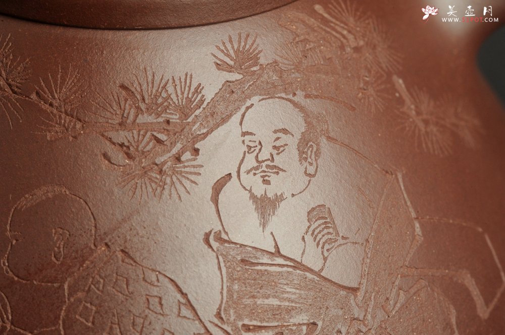 紫砂壶图片：潜力股周小培 特好全手工底槽清子冶石瓢 何如玉川翁 松风煮秋水 - 宜兴紫砂壶网