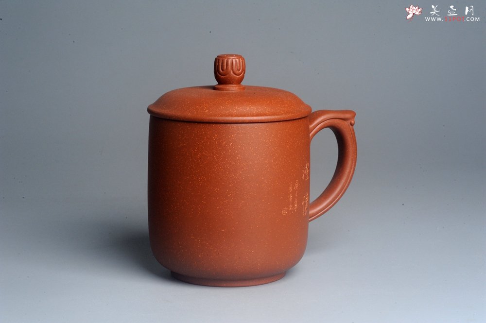 紫砂壶图片：美杯特惠 精致降坡泥澄怀盖杯 紫砂杯 - 宜兴紫砂壶网