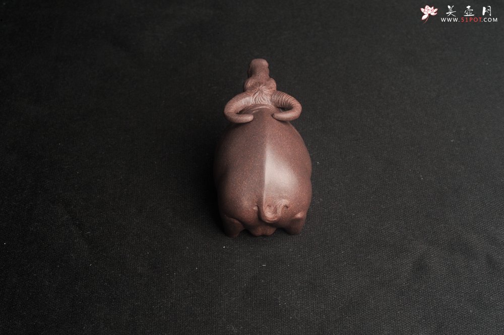 紫砂壶图片：美宠特惠 实力派工艺员姚老师  预计明年升助工  超精品老青灰泥孺子牛茶宠 长8cm高5cm  肌理 - 宜兴紫砂壶网