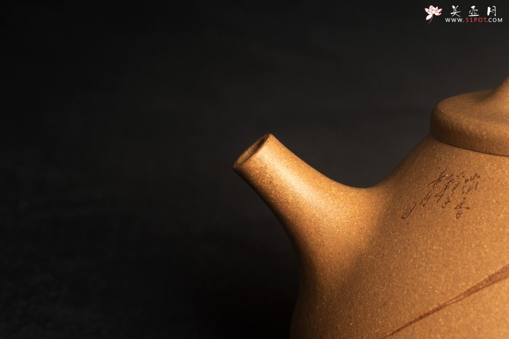 紫砂壶图片：美壶特惠 特精致老黄段子冶石瓢 装饰兰草图 特文气 - 宜兴紫砂壶网