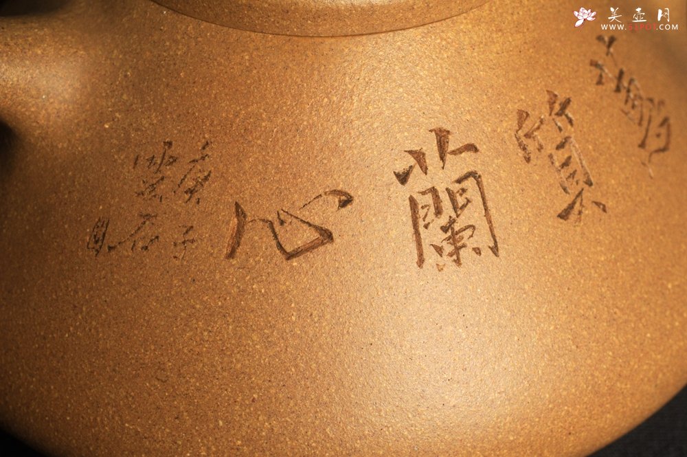 紫砂壶图片：美壶特惠 特精致老黄段子冶石瓢 装饰兰草图 特文气 - 宜兴紫砂壶网