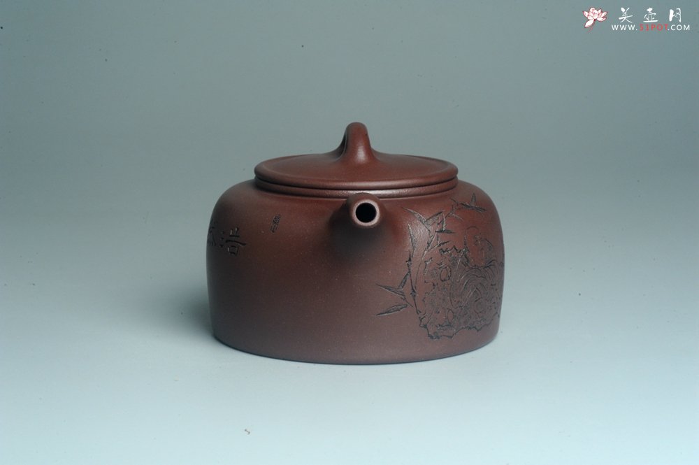 紫砂壶图片：潜力股周小培老师 4号井深井红皮龙 全手工过桥井栏壶 浩然养素 - 宜兴紫砂壶网