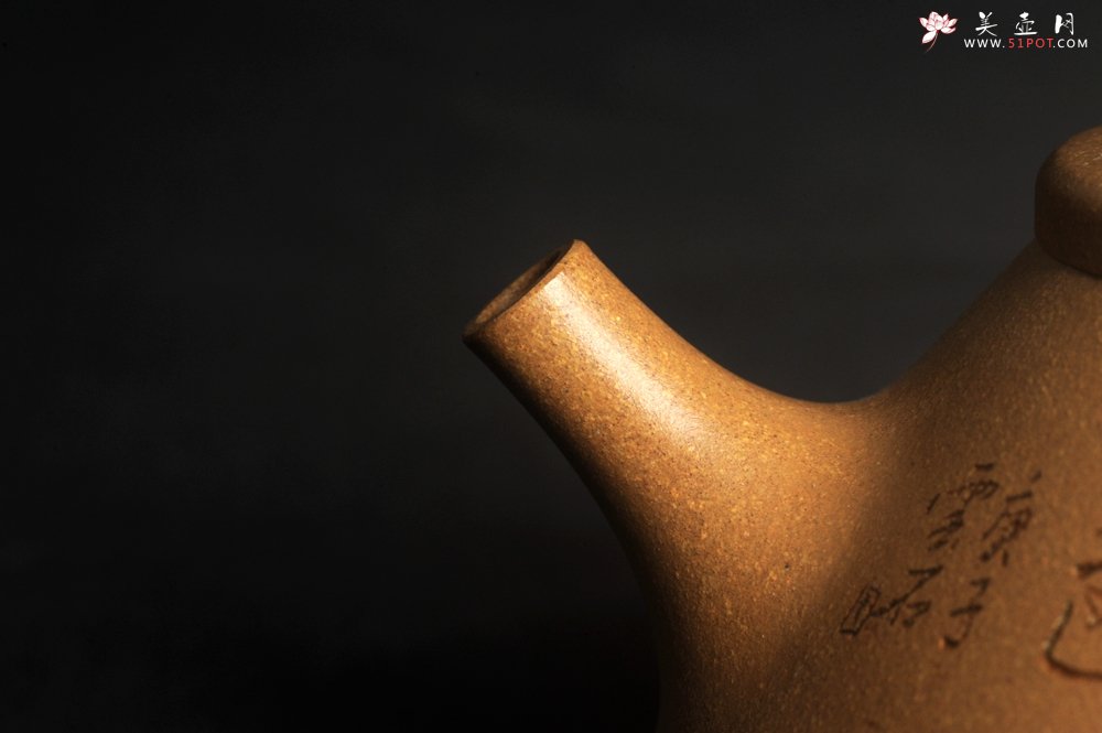 紫砂壶图片：美壶特惠 特精致老黄段子冶石瓢 金瓶增秀色 特文气 - 宜兴紫砂壶网