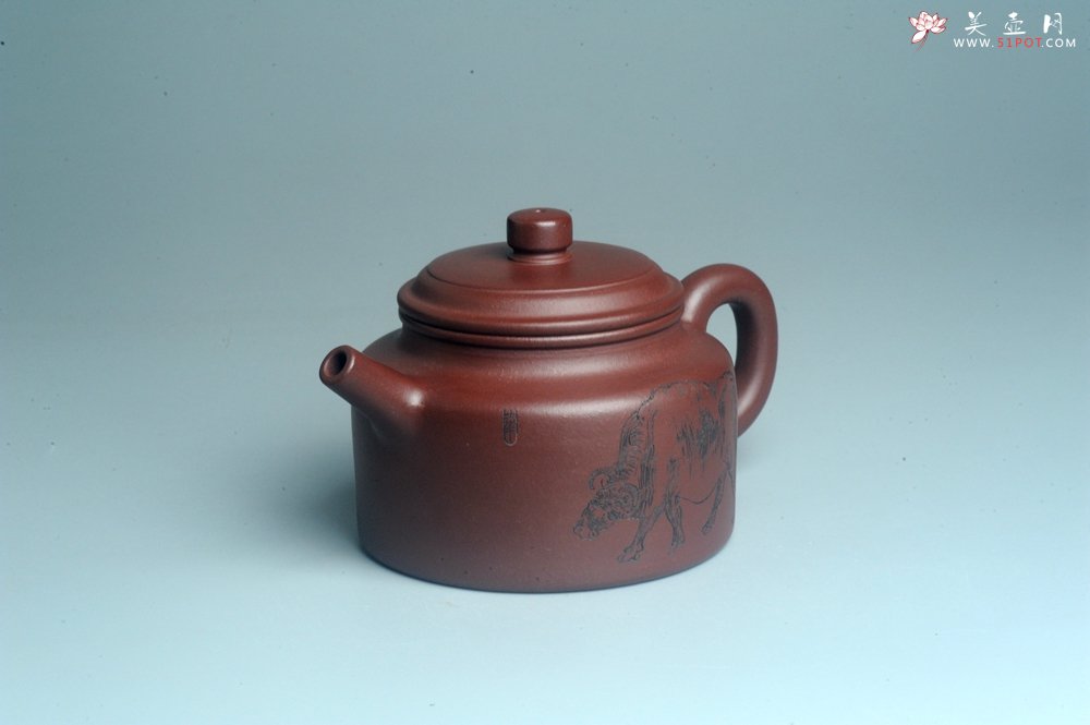 紫砂壶图片：油润黄龙山4号深井红皮龙 全手工德中壶 做工特好 俯首甘为孺子牛 - 宜兴紫砂壶网