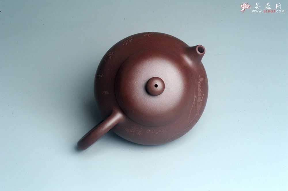 紫砂壶图片：油润底曹青 全手工文旦茶壶 上善若水 虾趣图 特文气 期待与亲结缘 - 宜兴紫砂壶网