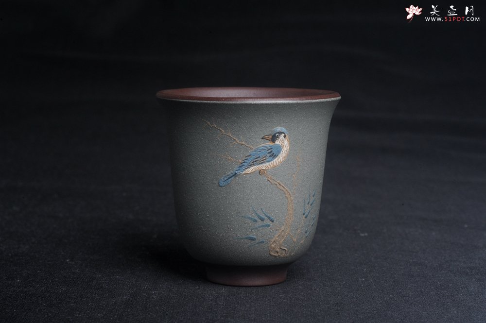 紫砂壶图片：美杯特惠 精致枯枝鸟文气主人杯 茶杯 茶人醉爱 - 宜兴紫砂壶网