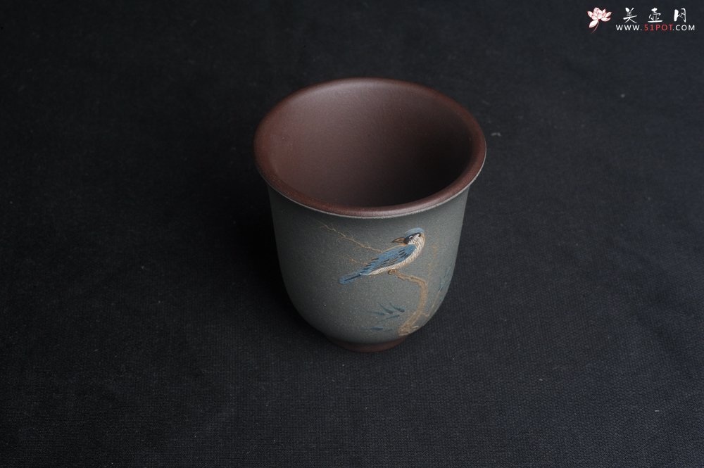 紫砂壶图片：美杯特惠 精致枯枝鸟文气主人杯 茶杯 茶人醉爱 - 宜兴紫砂壶网