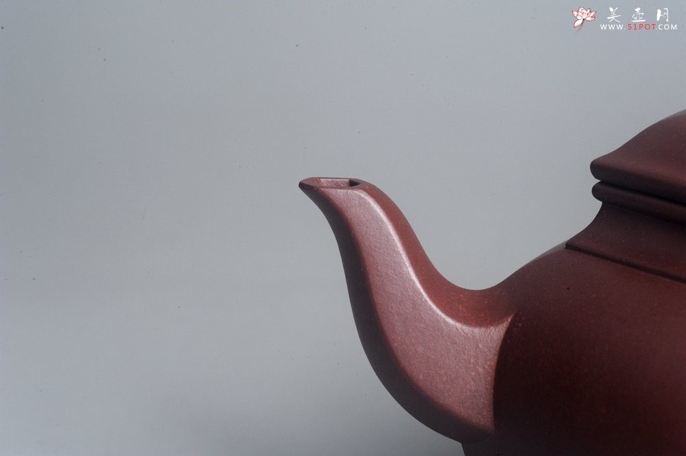 紫砂壶图片：实力派张海艳全手工纯色底曹青六方笑樱壶 做工灰常精致 气韵流畅 - 宜兴紫砂壶网
