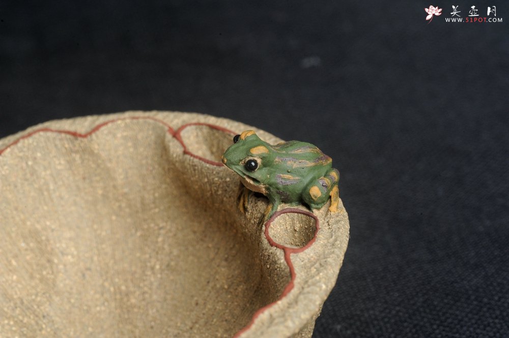 紫砂壶图片：美杯特惠 精致段泥青蛙莲子主人杯 - 宜兴紫砂壶网