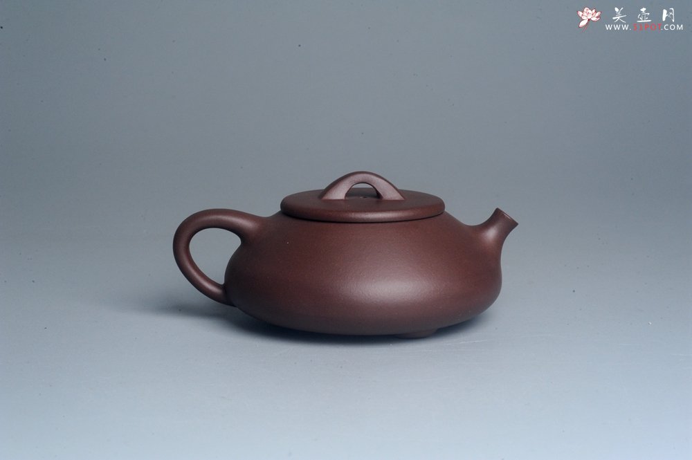 紫砂壶图片：美壶特惠 精致紫泥扁石瓢茶壶 - 宜兴紫砂壶网