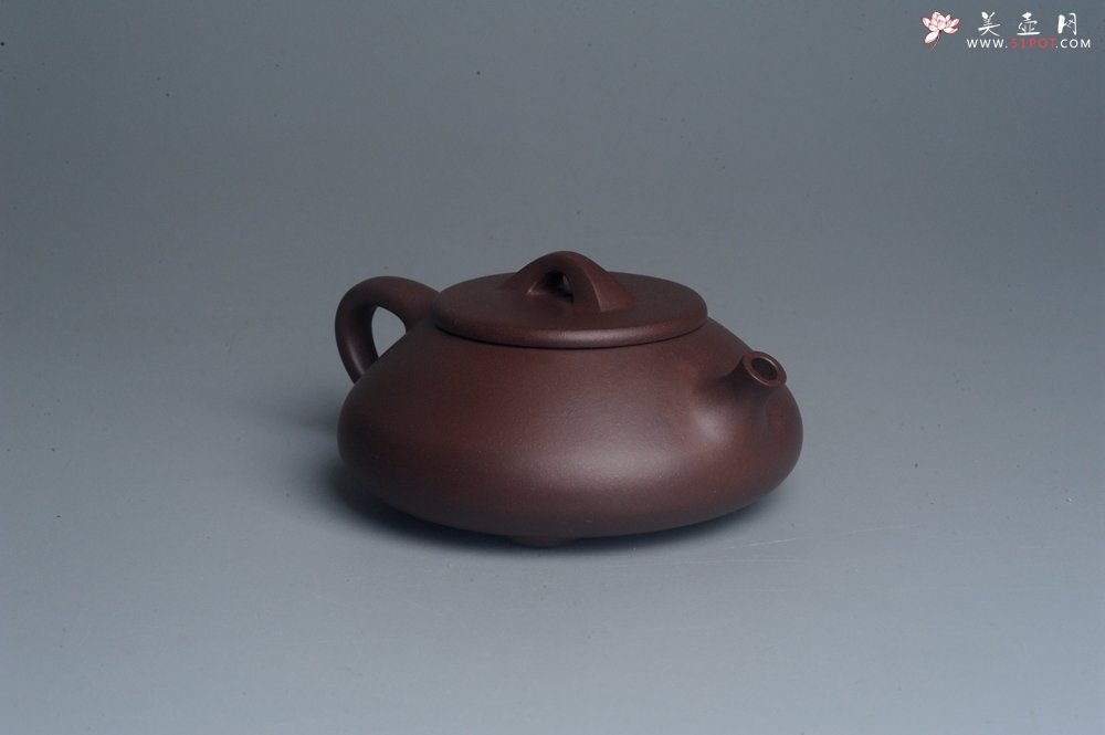 紫砂壶图片：美壶特惠 精致紫泥扁石瓢茶壶 - 宜兴紫砂壶网