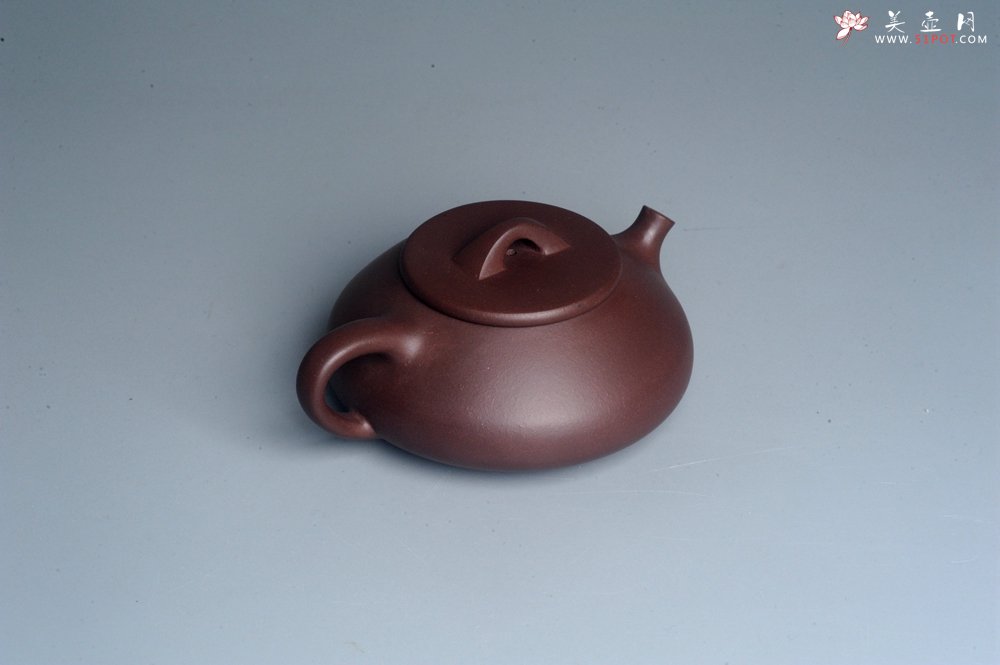 紫砂壶图片：美壶特惠 精致紫泥扁石瓢茶壶 - 宜兴紫砂壶网