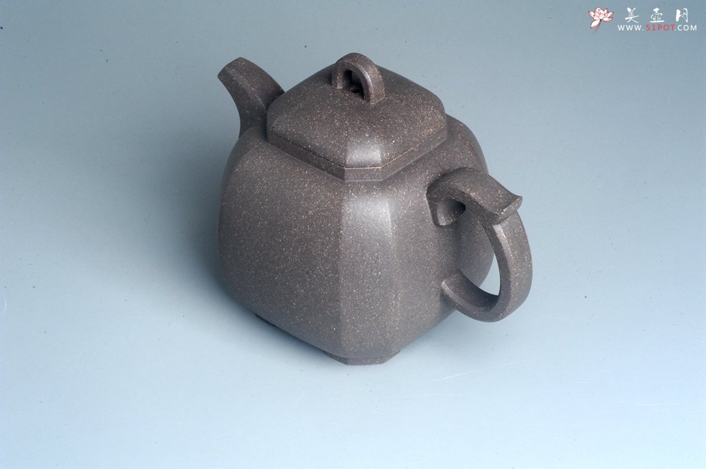 紫砂壶图片：实力派张海艳全手工家藏老青灰段泥精工福临八方壶 气势磅礴 - 宜兴紫砂壶网