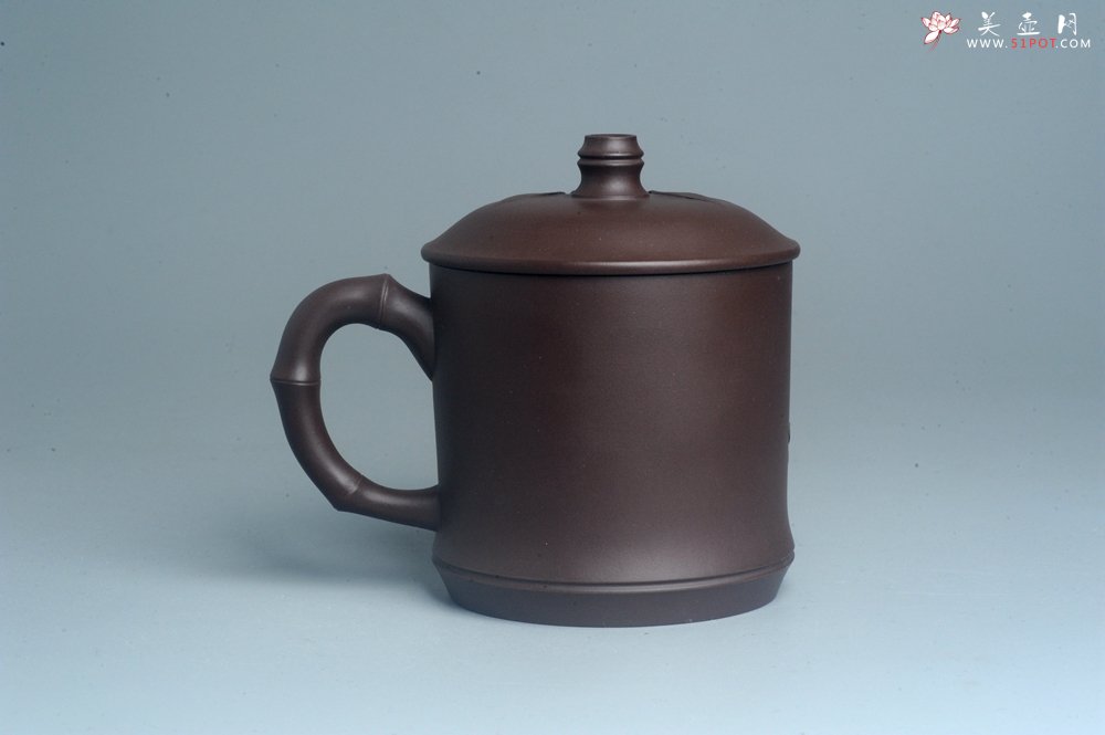 紫砂壶图片：美杯年底特惠 助工精工制作竹节盖杯 自用送礼佳品 - 宜兴紫砂壶网