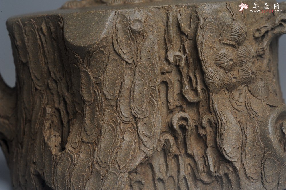 紫砂壶图片：潜力股赵老师 全手工青段松桩壶 松鼠跃然壶盖特有趣 肌理丰富 期待与您结缘 - 宜兴紫砂壶网