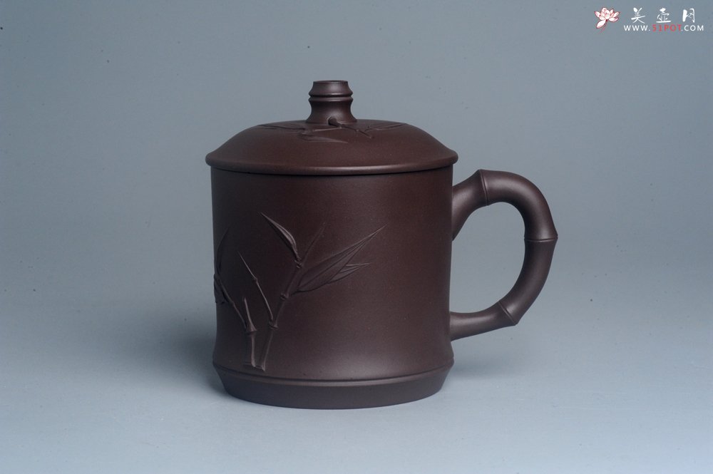 紫砂壶图片：美杯年底特惠 助工精工制作竹节盖杯 自用送礼佳品 - 宜兴紫砂壶网