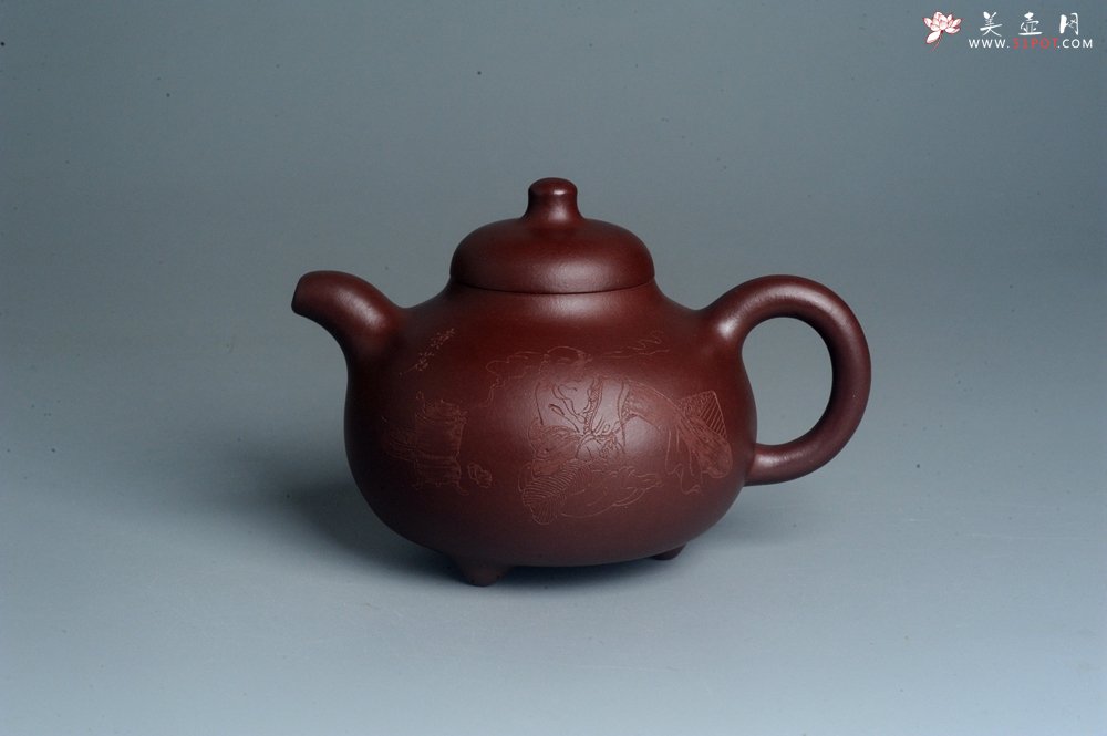 紫砂壶图片：潜力股周小培老师 4号井深井红皮龙 超精致全手工三足乳鼎茶壶 竹里煎 起茶烟 - 宜兴紫砂壶网