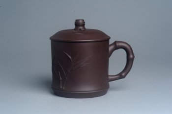 紫砂壶图片：美杯年底特惠 助工精工制作竹节盖杯 自用送礼佳品 - 宜兴紫砂壶网