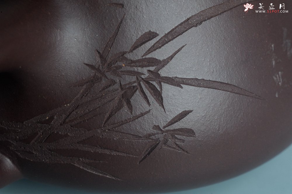 紫砂壶图片：实力派工艺师周斌 优质底槽青全手工精工满瓢壶 刘伟涛徒昊然装饰兰草图 一香已足压千红 - 宜兴紫砂壶网