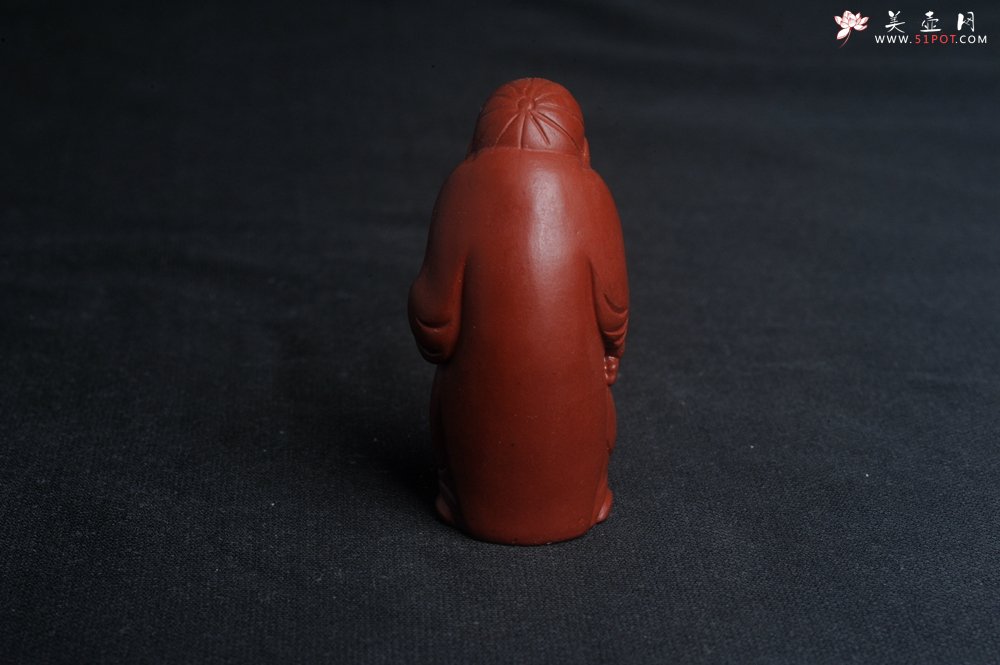 紫砂壶图片：精致大红袍朱泥财主手把件摆件茶宠 高6.5cm - 宜兴紫砂壶网