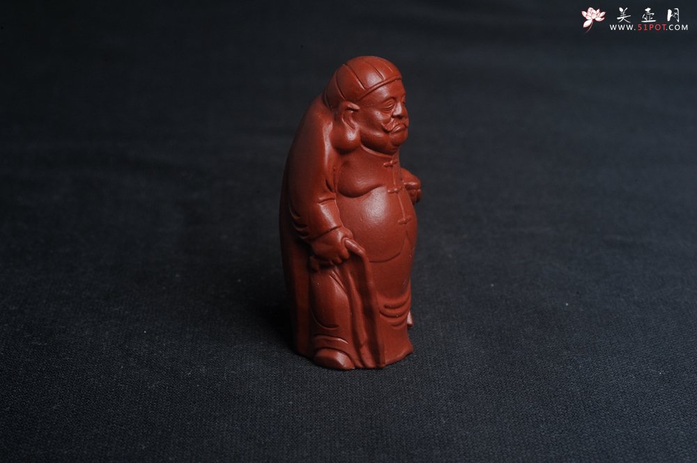 紫砂壶图片：精致大红袍朱泥财主手把件摆件茶宠 高6.5cm - 宜兴紫砂壶网