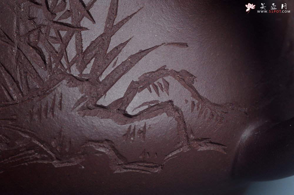 紫砂壶图片：实力派工艺师周斌 优质底槽青全手工精工满瓢壶 刘伟涛徒昊然装饰兰草图 一香已足压千红 - 宜兴紫砂壶网