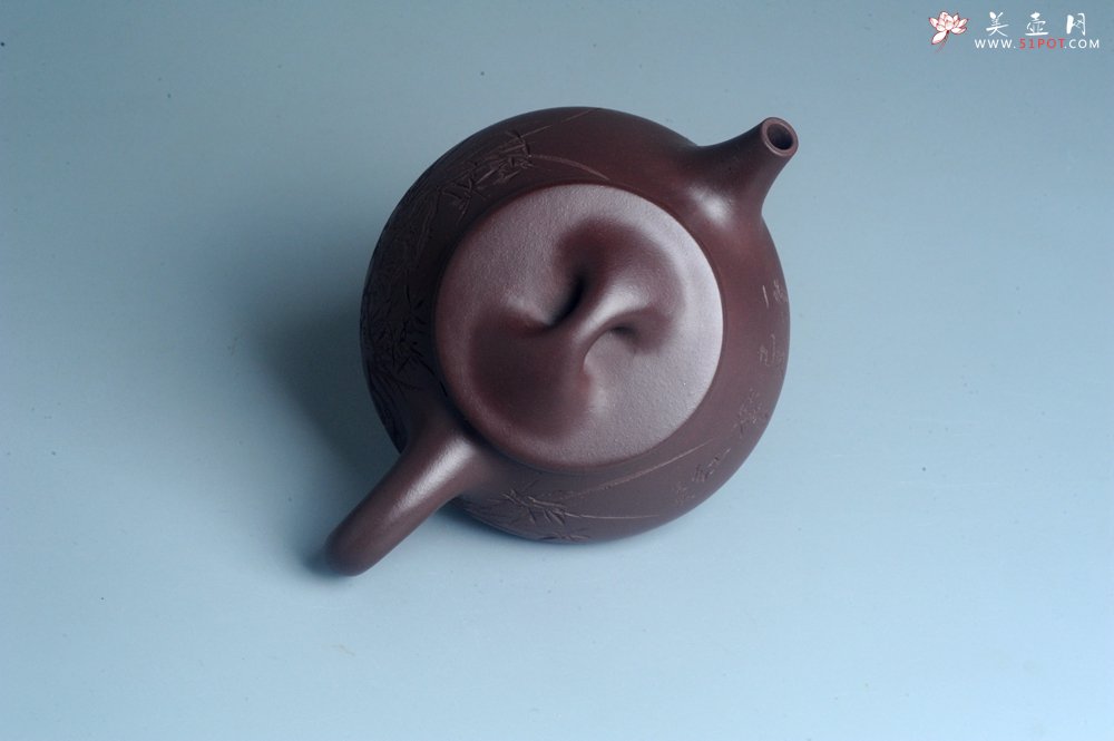 紫砂壶图片：实力派工艺师周斌 优质底槽青全手工精工满瓢壶 刘伟涛徒昊然装饰兰草图 一香已足压千红 - 宜兴紫砂壶网