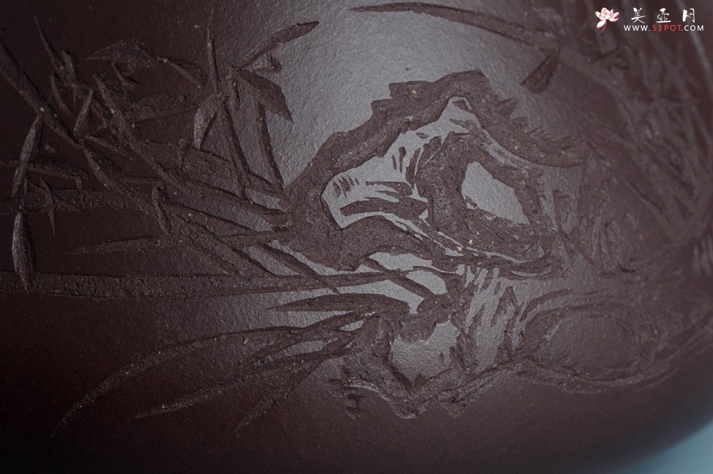 紫砂壶图片：实力派工艺师周斌 优质底槽青全手工精工满瓢壶 刘伟涛徒昊然装饰兰草图 一香已足压千红 - 宜兴紫砂壶网