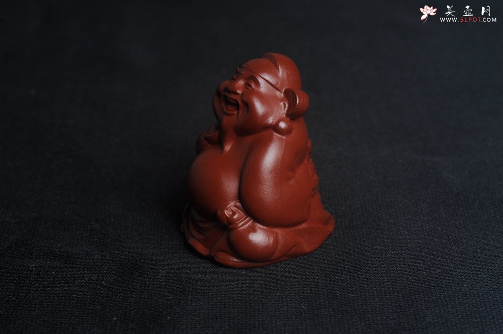 紫砂壶图片：美宠特惠 精致大红袍朱泥手把件财主 财神 摆件茶宠 高5cm - 宜兴紫砂壶网